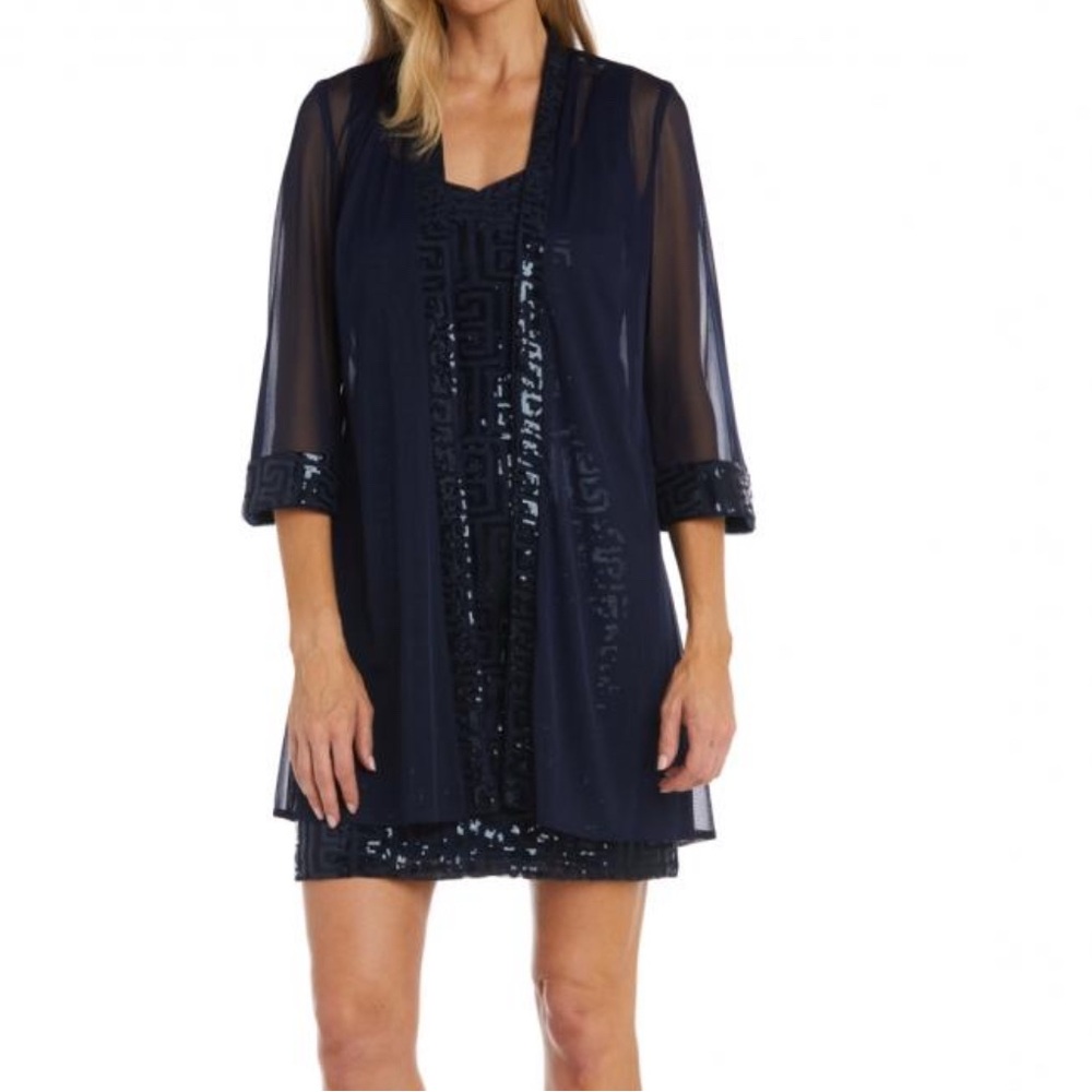 R&M Richards Midnight Blue Sequin Gown